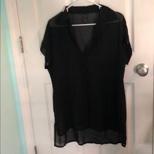 See through black blouse